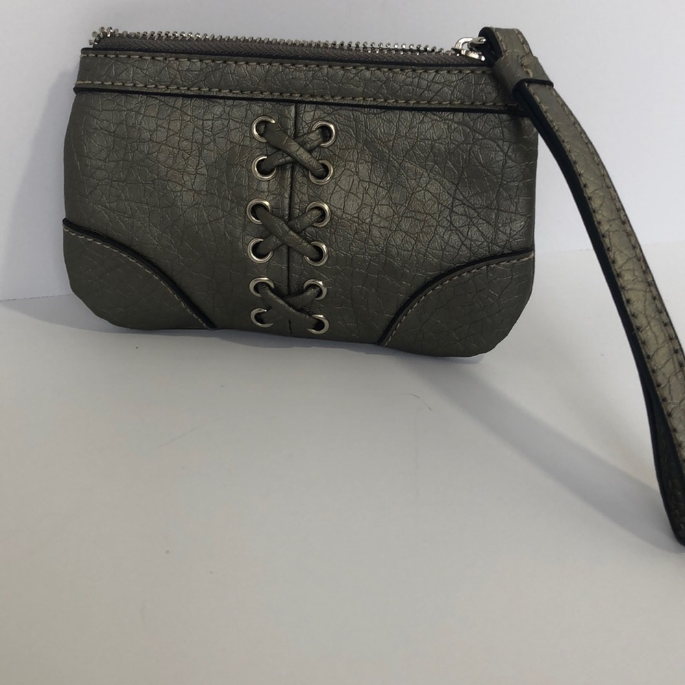 Aspen Metallic Grey Nine West Wristlet Purse